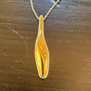 Brighton Silver Necklace with Gold Teardrop Pendant